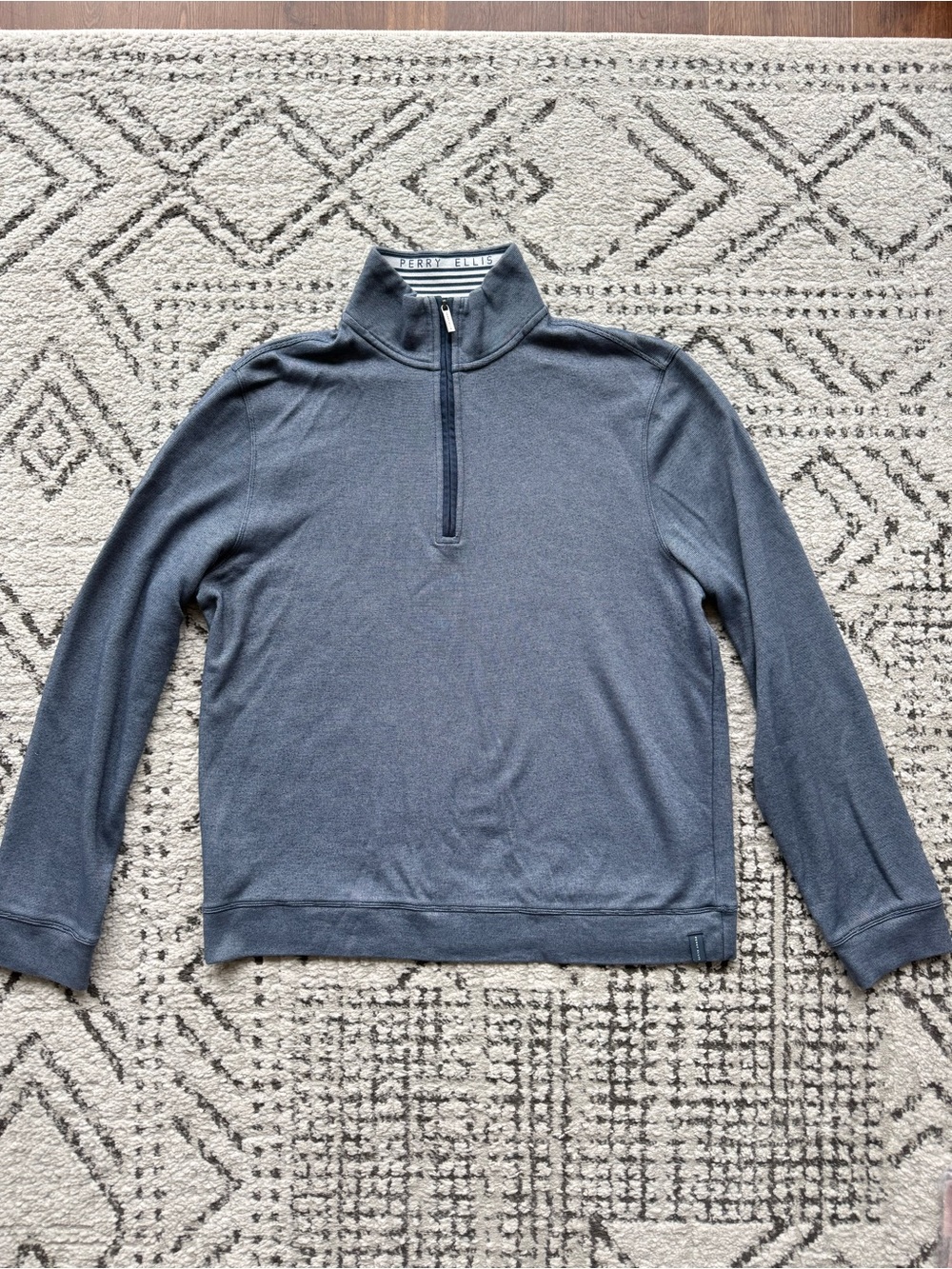 Perry Ellis Men’s Slate Gray Quarter-Zip Sweater